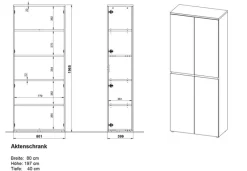 Aktenregal LISSABON 80 x 196 cm Graphit/ Navarra Eiche