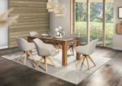 QUARTIER Armlehnenstuhl CHILL Stoffbezug beige/ Gestell Eiche