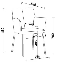 Armlehnstuhl FLORENCE I 2er Set grau
