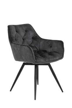 Armlehnstuhl FLORENTINA vintage velvet anthrazit/schwarz