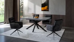 Armlehnstuhl LEANDRA 2er Set Wildlederoptik anthrazit innen und Webstoff außen