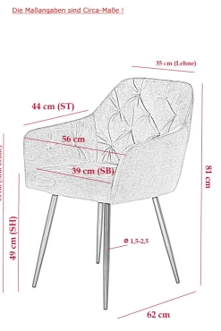 Armlehnstuhl TINA I 2er Set vintage velvet anthrazit