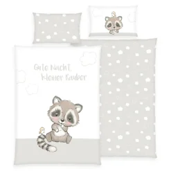 baby best Renforcé-Babybettwäsche KLEINER RÄUBER 100 x 135 cm grau/weiß