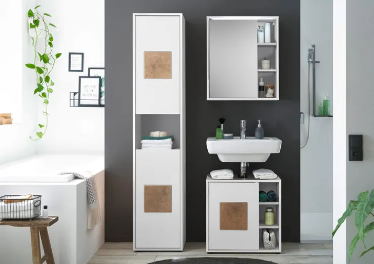 QUARTIER Bad Hochschrank SOLID weiß/ braun