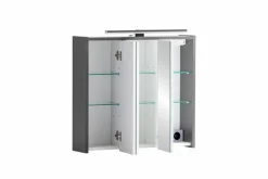 Bad Spiegelschrank PALERMO 65 x 62,7 x 16 cm Anthrazit/Spiegel