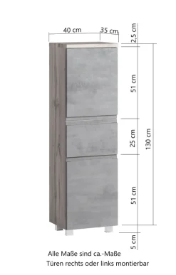 Bad-Midischrank GENT hellgrau/braun 40cm