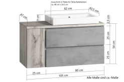 Bad-Waschtisch GENT hellgrau/braun 105cm