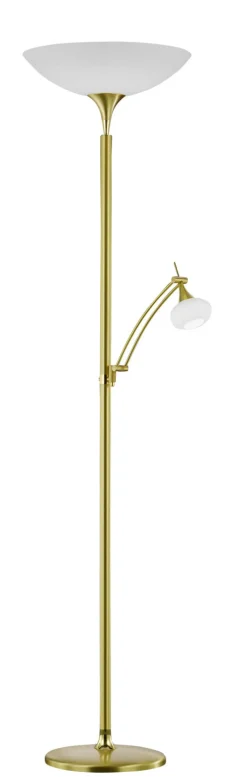 BANKAMP LED Deckenfluter mit Leselampe OPERA messingfarbig