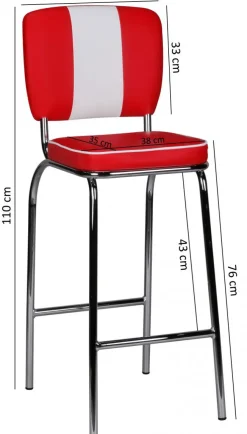 Barhocker Lederlook rot/ weiß
