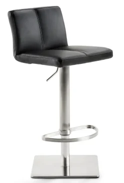 Barhocker MY TIMO I Drehgestell silber Lederbezug schwarz