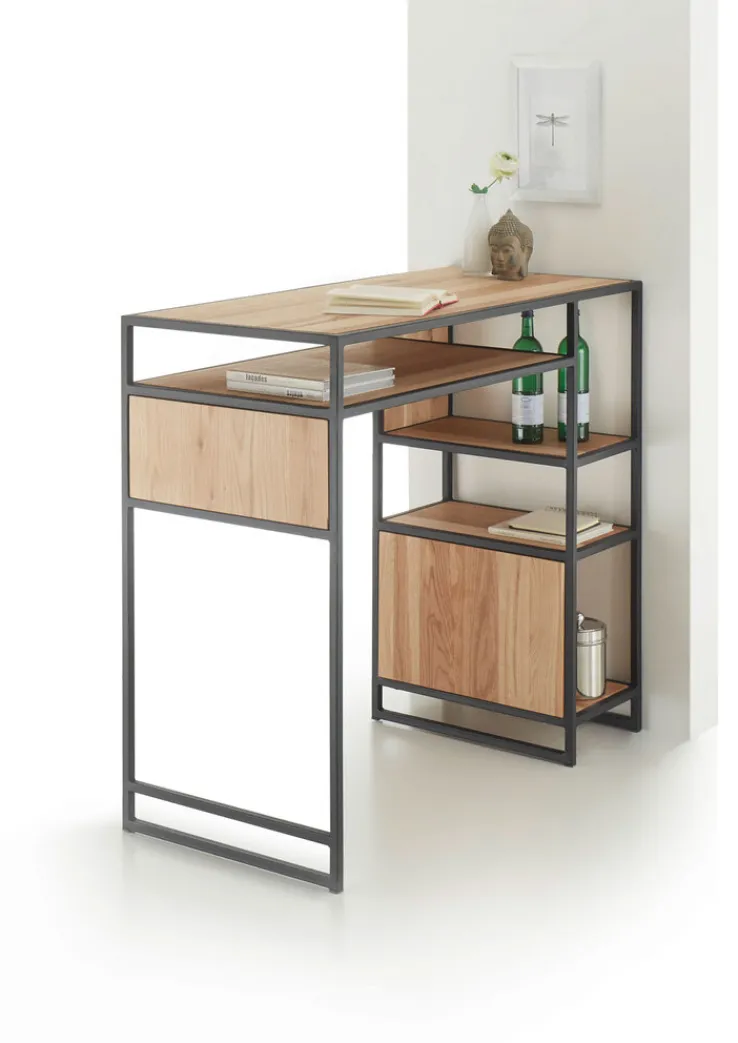 QUARTIER Bartisch LOGAN Massiv Eiche braun /schwarz