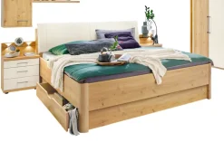 Bett KANADA 180 x 200 cm Eiche Bianco/ Lederlook Champagner