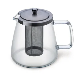 BOHEMIA SELECTION Teekanne CHARME Borosilikatglas/Edelstahl Höhe 15 cm 1.1 l Transparent/Klar/Schwarz