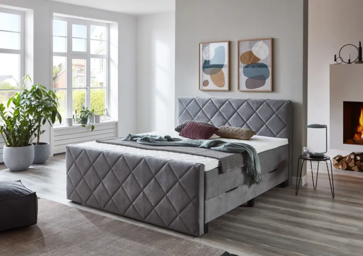 QUARTIER Boxspringbett CHARLIE 180 x 200 cm Silber