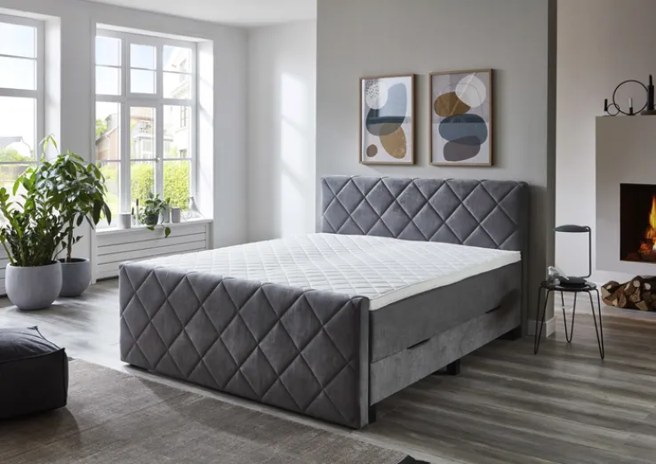 QUARTIER Boxspringbett CHARLIE 180 x 200 cm Silber