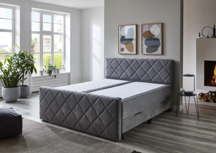 QUARTIER Boxspringbett CHARLIE 180 x 200 cm Silber