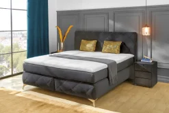 QUARTIER Boxspringbett LILLY 180 x 200 cm schwarz/ goldfarbig
