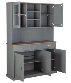 Buffet NICLAS 6.1 131x190x45 cm Massivholz grau/braun