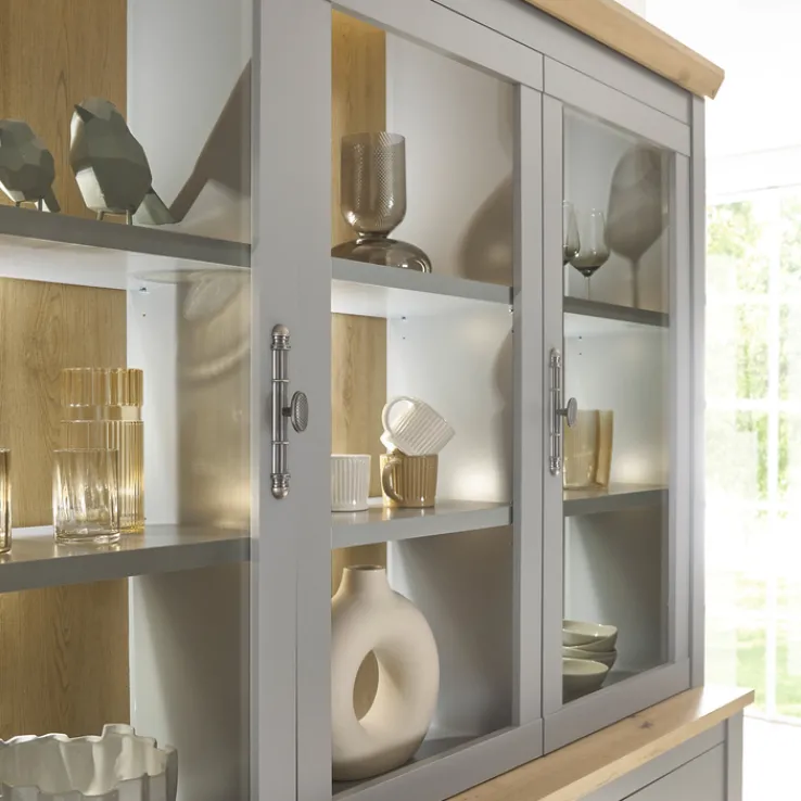 Buffetschrank CHAMBORD 183 x 206 cm hellgrau/braun