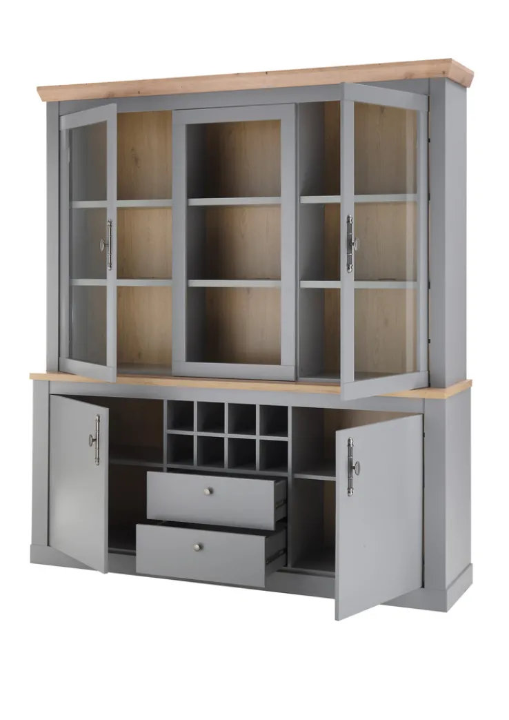 Buffetschrank CHAMBORD 183 x 206 cm hellgrau/braun