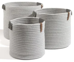 casaNOVA Aufbewahrungskorb rund 30 cm hellgrau