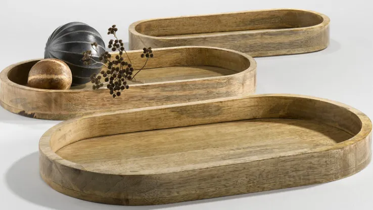 casaNOVA Dekotablett 21 x 46 cm Holz