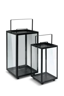 casaNOVA Laterne 45 cm Metall/Glas schwarz