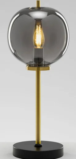 casaNOVA Retrofit Tischlampe TANO 45 cm schwarz /Rauchglas