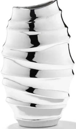 casaNOVA Vase 35,5 cm silberfarbig Hochglanz