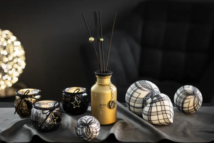 casaNOVA Windlicht BLACK FORREST Glas Metall Echtleder 8 x 8 x 7 cm Goldfarbig/Schwarz