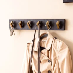 CASAVANTI Wandgarderobe 60 x 10 cm Mango Massiv schwarz lackiert/goldfarbig