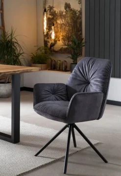 CASAVANTI Armlehndrehstuhl Samtvelours schwarz