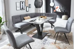 CASAVANTI Eckbank MIA Metall/Stoffbezug hellgrau 214 x 176 cm