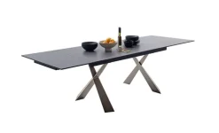 CASAVANTI Esstisch BADESI 180-280 x 95 cm Edelstahl/schwarz