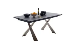 CASAVANTI Esstisch BADESI 180-280 x 95 cm Edelstahl/schwarz