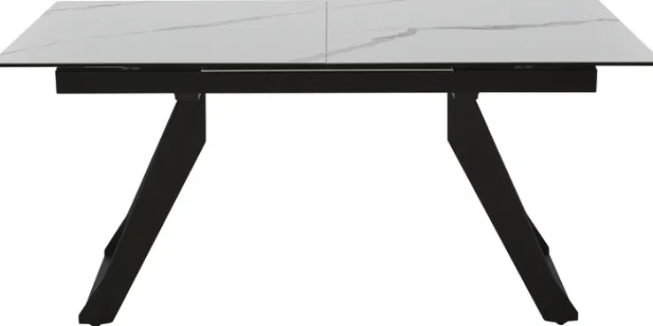 CASAVANTI Esstisch DORA 160(220) x 90 cm Keramik/Glas beige marmoriert/schwarz