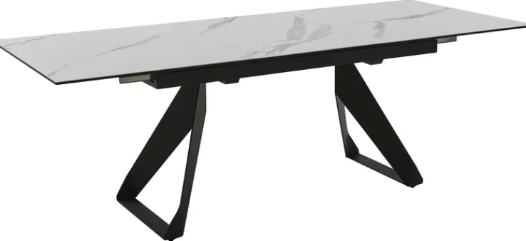 CASAVANTI Esstisch DORA 160(220) x 90 cm Keramik/Glas beige marmoriert/schwarz