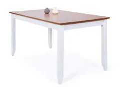 CASAVANTI Esstisch JACOB 1.2 weiß / Sepia-braun Massivholz 160 x 90 cm