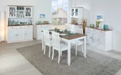 CASAVANTI Esstisch JACOB 1.2 weiß / Sepia-braun Massivholz 160 x 90 cm