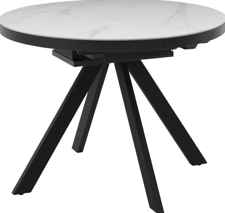 CASAVANTI Esstisch LINUS 100(130) x 100 cm Keramik weiß/anthrazit