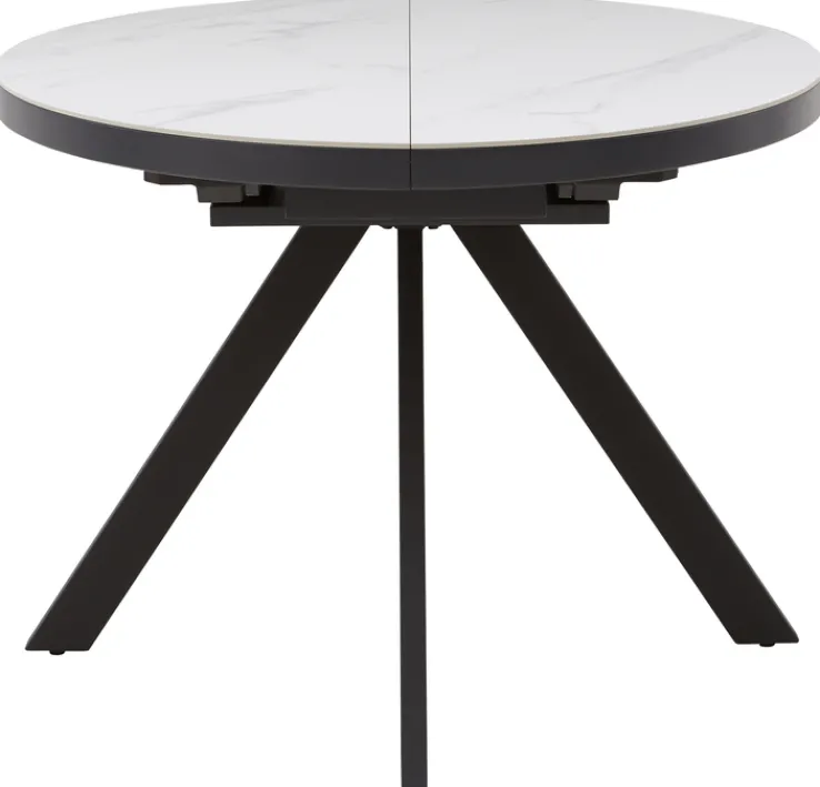 CASAVANTI Esstisch LINUS 100(130) x 100 cm Keramik weiß/anthrazit