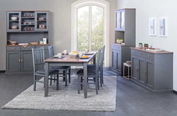 CASAVANTI Esstisch NICLAS 1.1 160x90x75 cm Massivholz grau/braun