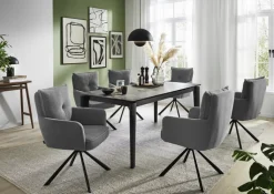 CASAVANTI Esstisch TABULAR 180(240) x 90 cm anthrazit/grau-braun