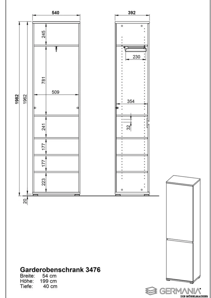 CASAVANTI Garderobenschrank ALMADA anthrazit /Navara Eiche NB