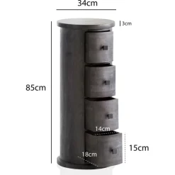 CASAVANTI Kommode 34 x 85 cm Mango Massivholz schwarz