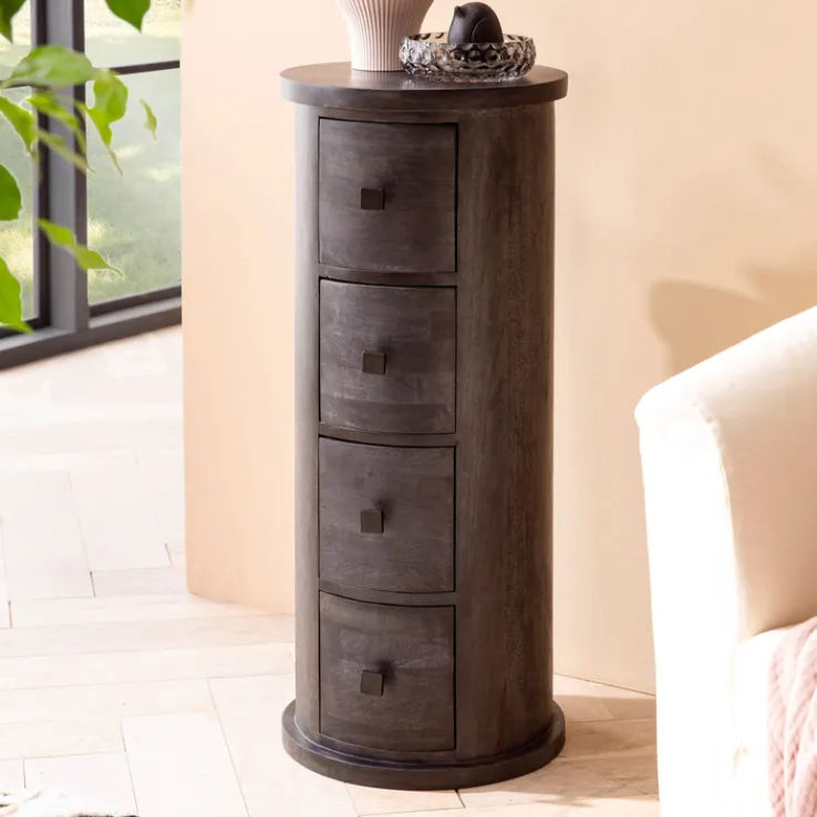 CASAVANTI Kommode 34 x 85 cm Mango Massivholz schwarz