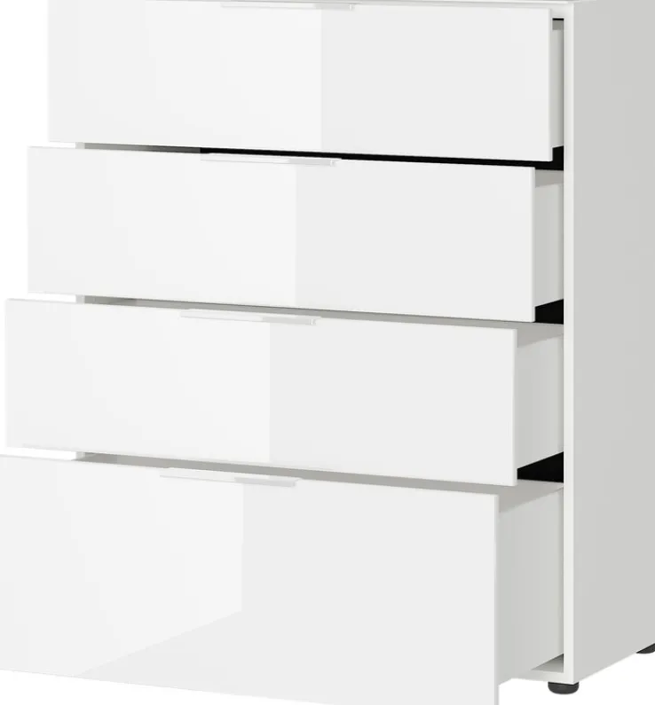 CASAVANTI Kommode OAKLAND 83 x 102 cm Glas Weiß/Weiß