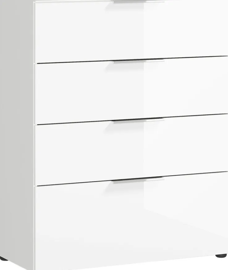 CASAVANTI Kommode OAKLAND 83 x 102 cm Glas Weiß/Weiß