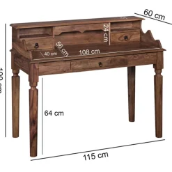 CASAVANTI Schreibtisch 115 x 60 cm Sheesham braun
