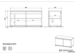 CASAVANTI Schuhbank ALMADA 96 x 52 cm anthrazit /Navara Eiche NB